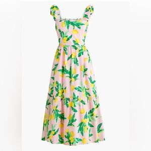 J. Crew Pink and Green Floral Midi Dress
